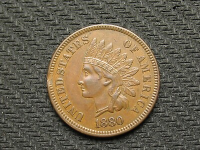 #ad OLD COIN SALE GEM 1880 INDIAN HEAD CENT PENNY w DIAMONDS amp; FULL LIBERTY #440