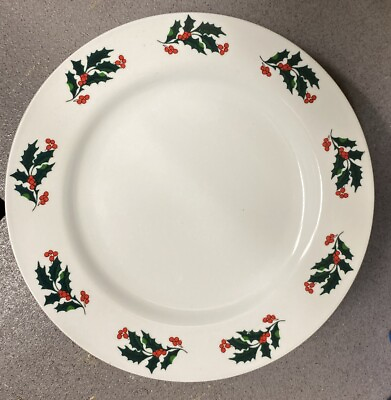 #ad Christmas Holly Dinner Plates 10.5quot; Cups amp; Saucers Made In China6