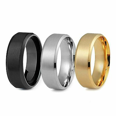 Men Black Stainless Titanium Color Ring Wedding Lover Couple Rings Women 6 12