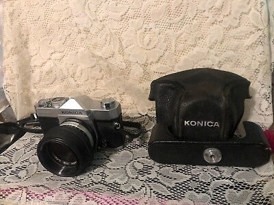 #ad vintage Konica camera Auto reflex Hexanon 1:18 52mm in case a8