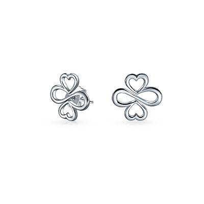 #ad Ayllu Heart Infinity Clover Love Luck Unity CZ Flower Stud Earrings