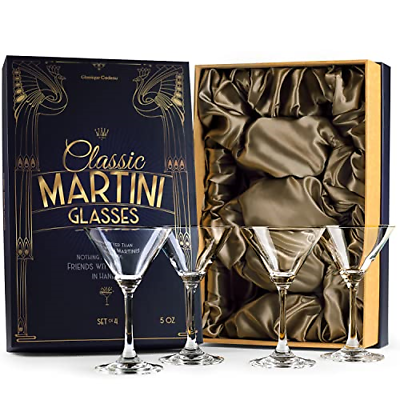 Small 5 oz Crystal Martini Manhattan Cosmopolitan Cocktail Glasses for 4 oz