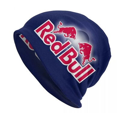 Red Bull Thin Blue Oversized Slouchy Beanie w Logo amp; Bulls Graphic 10quot; x 11quot;