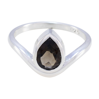 Smoky Quartz Fine Silver Ring Genuine Jewelry For Black Friday Gift US