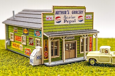 N Scale Building Arthur#x27;s Grocery Store Laser Cut Kit Rolly#x27;s Railroad Models