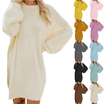 #ad Women Winter Sweater Knit Crewneck Warm Long Sleeve Casual Sweatshirts Dress