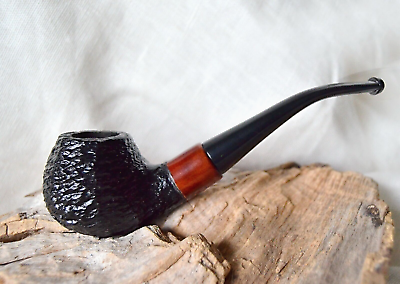 #ad Hand carved wooden bent tobacco smoking pipe #32 pear wood atelier Golden Pipe