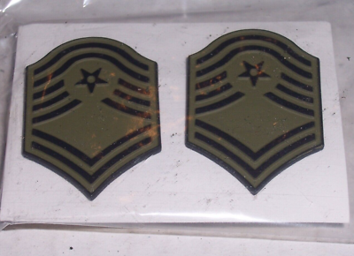 #ad One Pair USAF US Air Force Insignia grade SENIOR MASTER SGT. Subdued Pins