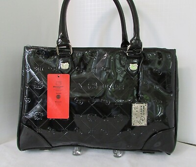 Hello Kitty Loungefly Embossed Tote Bag Purse Satchel Black Patent RARE HK NWT