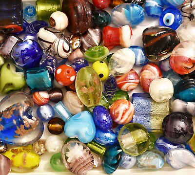 Lampwork Beads 1 LB Bulk Mixed Style amp; Colors Handmade Glass
