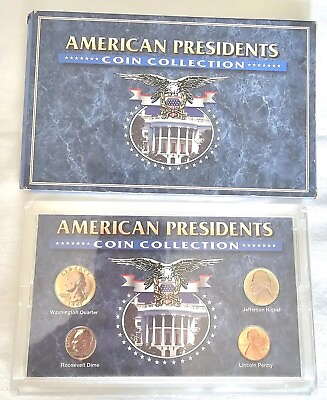 #ad American Presidents Coin Collection Set Of 4 Coins With Box