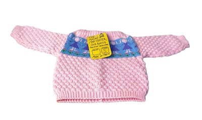 #ad Vintage 80’s NOS Maine Mad Hatter Hand Knit Baby Girl Pink Size Small 6 12m NEW