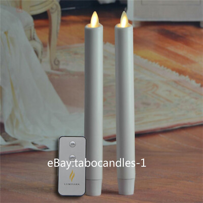 Luminara Flameless Led Taper Candles with Timer Battery Operated 8inch White