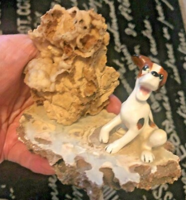 #ad Vrg China SPANIEL DOG Figurine Natural Cauliflower BARNICLE CORAL CLUSTER FOSSIL