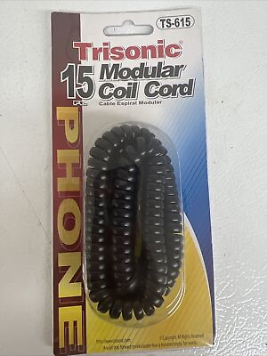 #ad Trisonic 15 FT Modular Coil Phone Cord Black