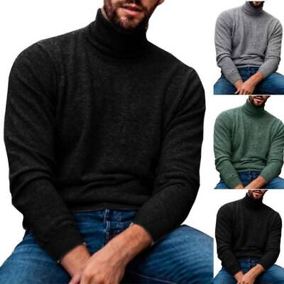 #ad Men Plain Turtle Neck Wool Knit Sweater Winter Warm Pullover Cashmere Knitwear
