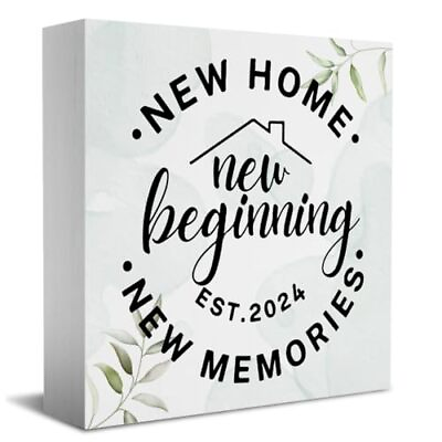 #ad Funny New Home New Memories Wooden Box Sign Rustic Housewarming Wood Box Sign...