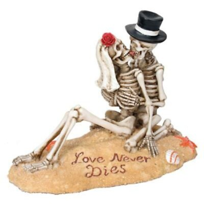 #ad Multicolor Beach Lovers Love Never Dies Collectible Skeleton Themed Figurine