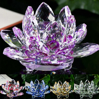 Crystal Craft Candle Holder Candlestick Home Decor Glass Lotus Flower Tea Light