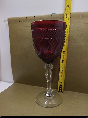 1 Vintage Clear Stem Ruby Red Luminarc Cristal D’Arques Durand Wine Glass