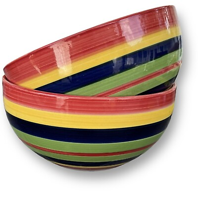 #ad Todays Home Rainbow Soup Cereal Bowls Dinnerware 16 oz Set of 2 Bowls