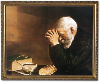 #ad Daily Bread Man Praying at Dinner Table quot;Gracequot; by Engstrom Religious Art Print
