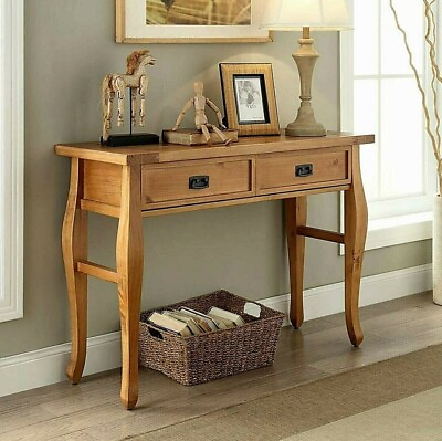Solid Wood Console Table w Storage Drawers Light Brown Entryway Sofa Accent SALE
