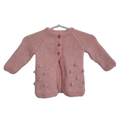#ad #ad Pink Cotton Hand Knit Baby Cardigan Newborn Light Weight Call The Midwife Vinta
