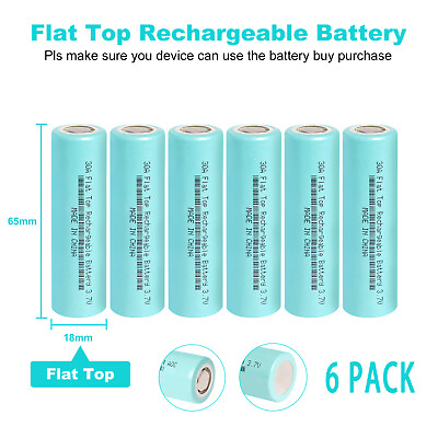 2600mAh 3.7v Rechargeable Battery Lithium Flat Top Cell for Flashlight Lot