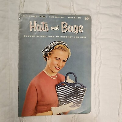 #ad Vintage Crochet and Knit Pattern Hats and Bags Booklet Coats and Clark#x27;s 1955