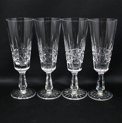 SET OF 4 WATERFORD CRYSTAL KYLEMORE FLUTED CHAMPAGNE GLASS 7 3 4quot; IRELAND