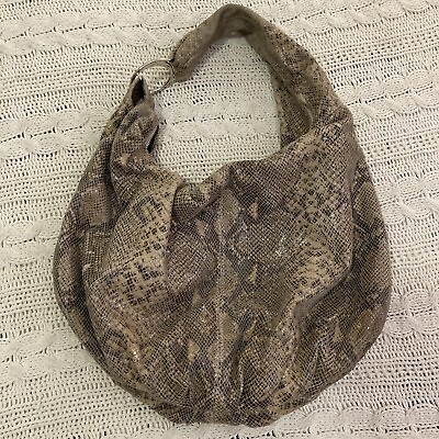 Oroton Snakeskin Leather Large Slouch Handbag with silver hardware Euc monogram
