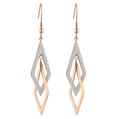 #ad 2pcs Women#x27;s Stainless Steel Geometric Rhombus Dangle Butterfly Tassel Earrings