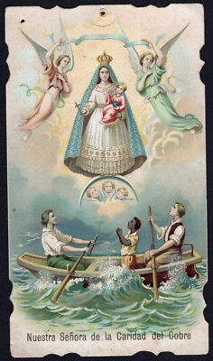 Holy card antique of Virgin de la Caridad del Cobre estampa santino image pieuse