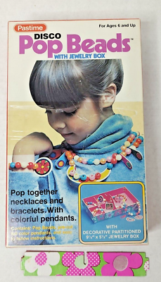 Vintage Toy Disco Pop Beads w Jewelry Box 1979 Pastime Necklaces Bracelets Rare