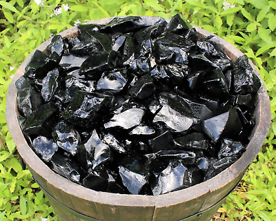 #ad 1 4 lb Bulk Lot Natural Rough Black Obsidian Raw Rock Stone Crystal Healing 4 oz