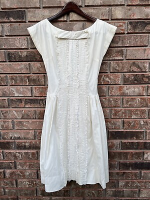 #ad Vintage 60s Womens Dress White Cotton Fit amp; Flare Jr Flair by Sportslane