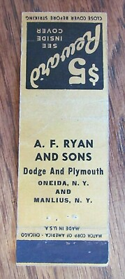#ad 1940s DODGE amp; PLYMOUTH CARS: A. F. RYAN amp; SONS ONEIDA amp; MANLIUS NEW YORK F5