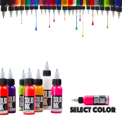 #ad SOLID Tattoo Bright Ink Individual Single 1 oz Bottle Select Color Authentic USA