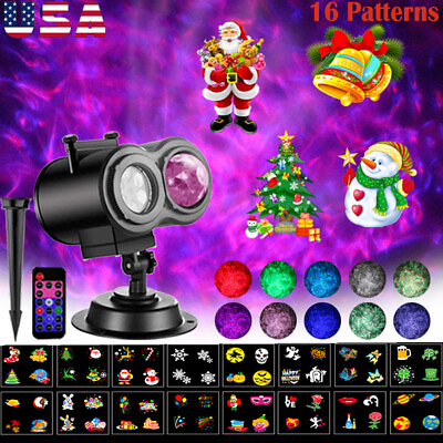 16 Patterns Christmas and Halloween Holiday LED Laser Light Projector Landscape