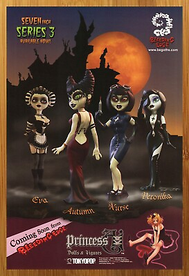 #ad 2004 Bleeding Edge Goths Figures Print Ad Poster Autumn Eva Nurse Toy Promo Art