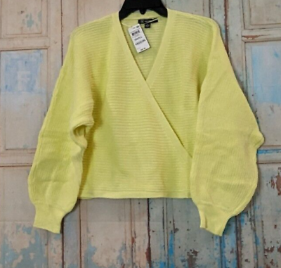 #ad INC International Concepts Womens Size Small Yellow Knitted Wrap Sweater