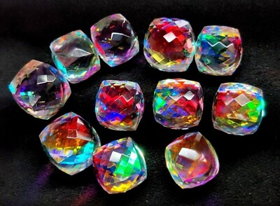 #ad AAA 250 CT Rainbow Color Cube Cut Natural Mystic Quartz LOT Certified Gemstone