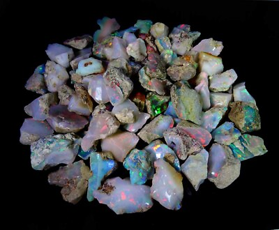 #ad 25 Ct 100% Natural Flashy Ethiopian Fire Opal Rough Loose Gemstones Lot 3 7 PCS