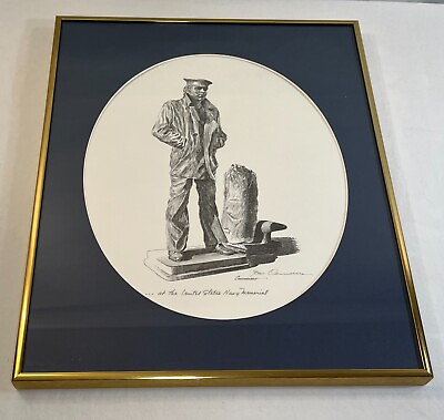 #ad #ad Framed Picture of quot;The Lone Sailorquot; Signed by Don Cannavarro 18quot;x14quot; US Navy