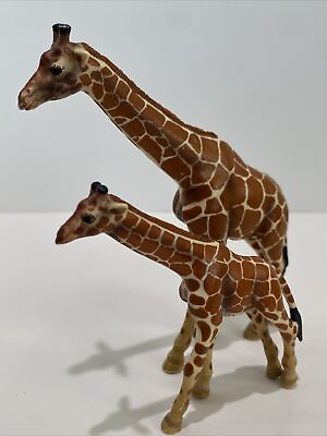 #ad Schleich 2003 Giraffe Mother amp; Baby African Wildlife Animal Figure Toy Retired
