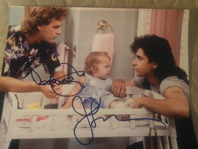 JOHN STAMOS DAVE COULIER SIGNED 8X10 PHOTO FULL HOUSE W COAPROOF RARE WOW