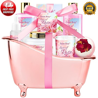 #ad Luxury Bath Set for Women Luxury Home Spa Kit Rose Bath Gift Basket 9Pcs
