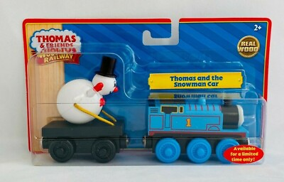 #ad Thomas and Friends Wooden Railway Thomas and The Snowman Car NEW IN BOX