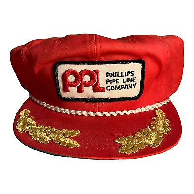 Vintage Phillips Pipeline Company STRAPBACK made in USA Patch Hat gold leaf cap